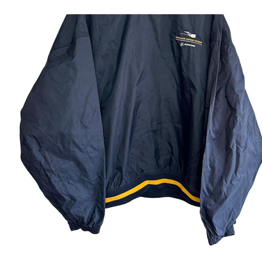 Unique and vintage Navy blue champion Boeing collab wind breaker