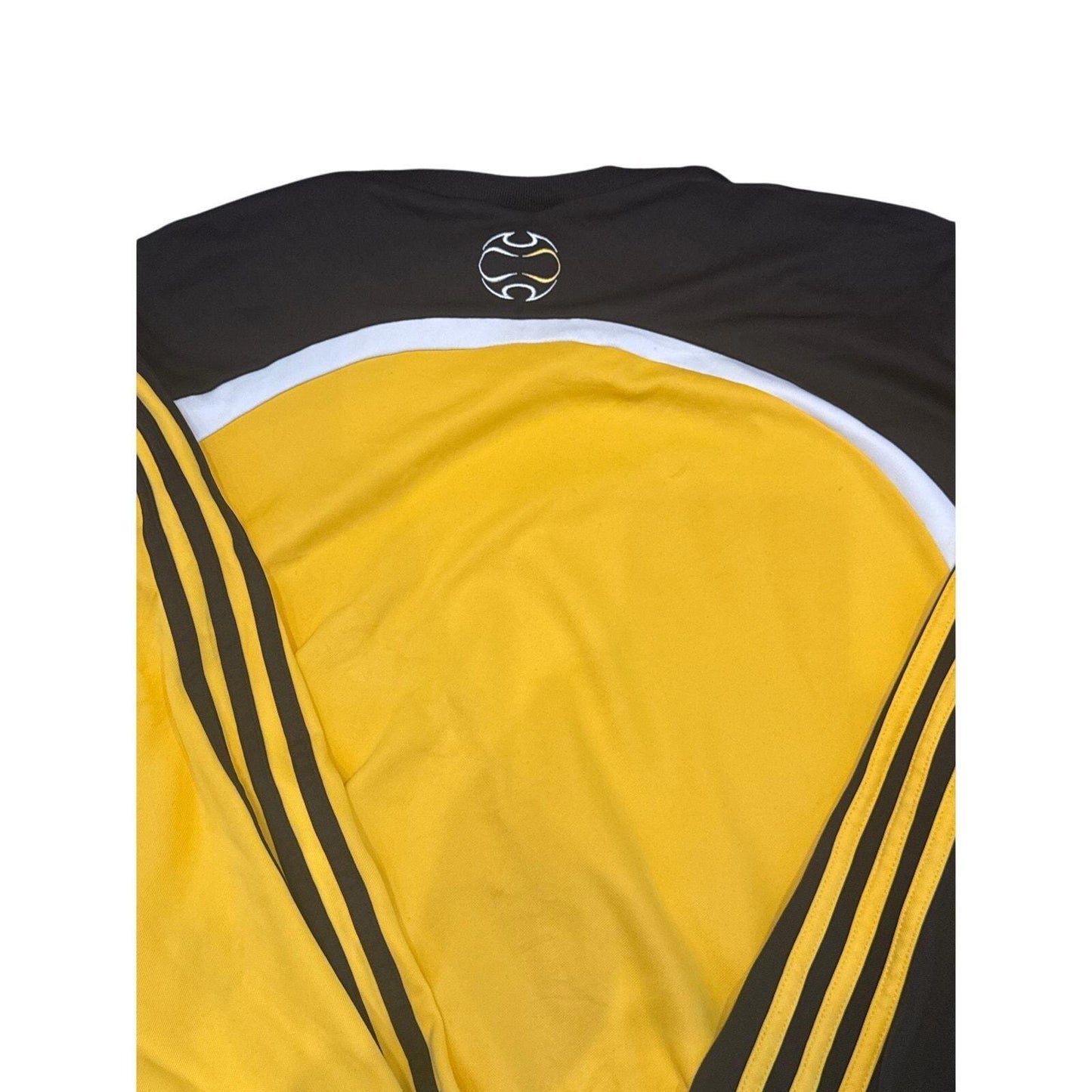 Mens Adidas clima365 fully embroidered football jumper in black and yellow