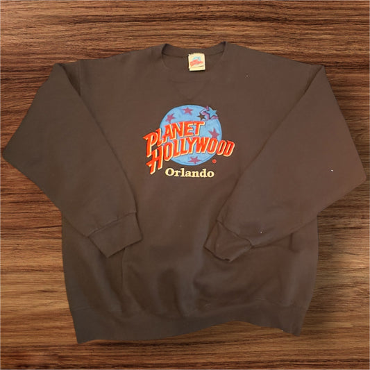Mens vintage embroidered Planet Hollywood crew neck jumper