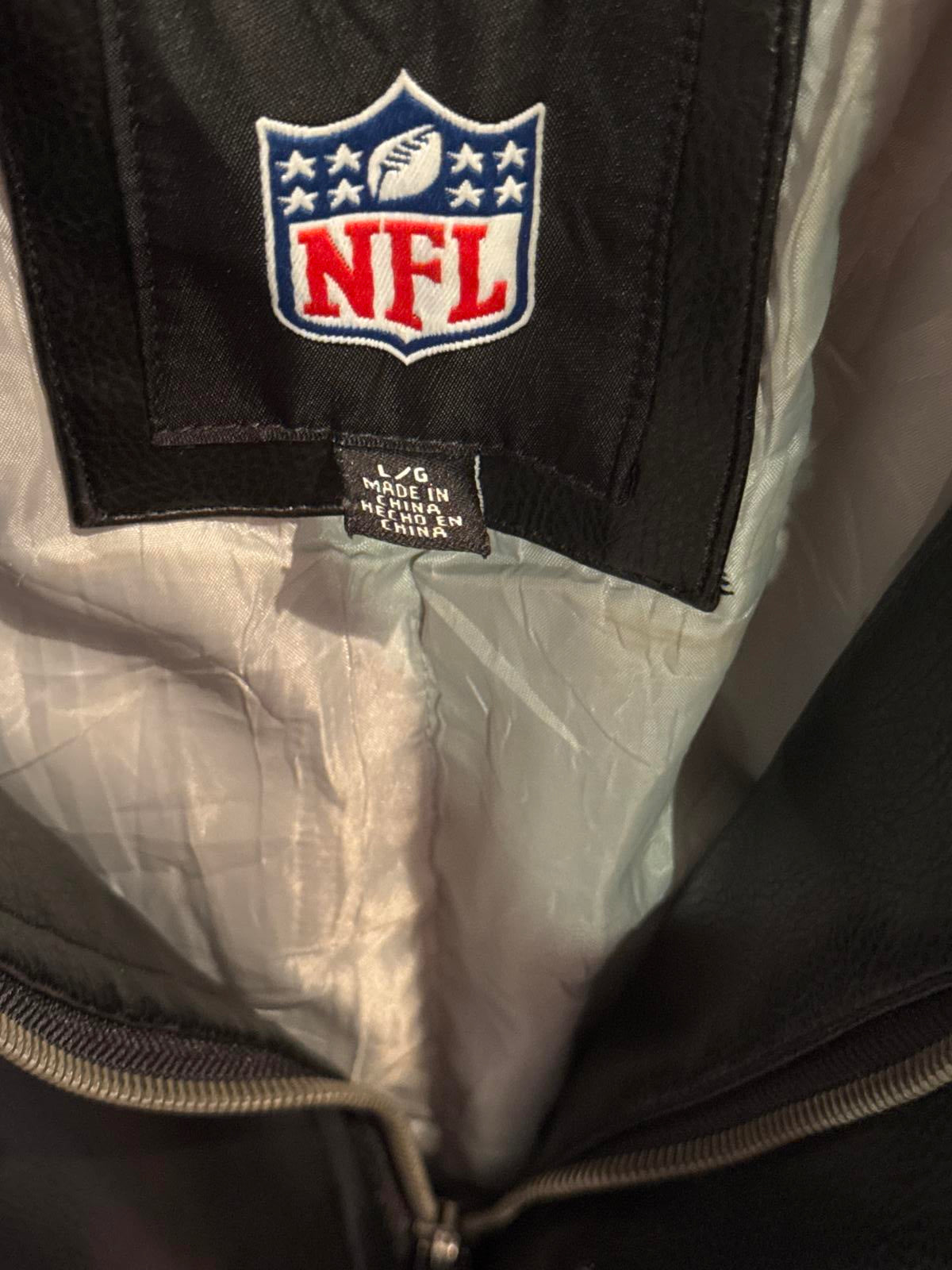 Mens leather full embroidered NFL Raiders varsity jacket