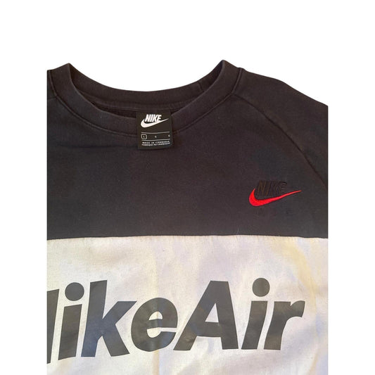 Mens vintage size large black label Nike pullover jumper with embroidered logo on the front 