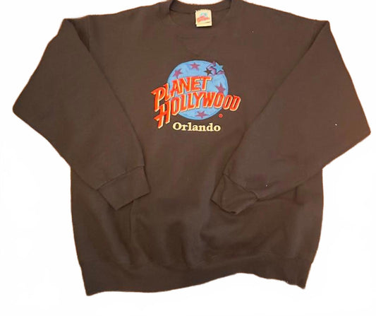 Mens vintage embroidered Planet Hollywood crew neck jumper