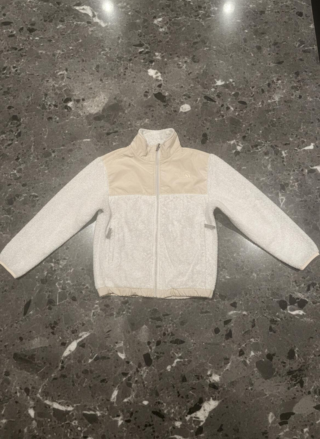 The North Face Beige and Cream Zip-Up Fleece Jacket Size M