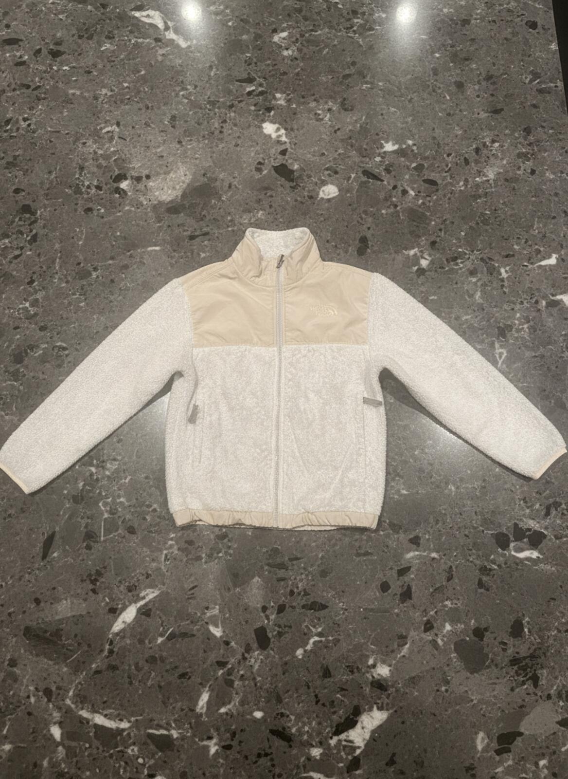 The North Face Beige and Cream Zip-Up Fleece Jacket Size M
