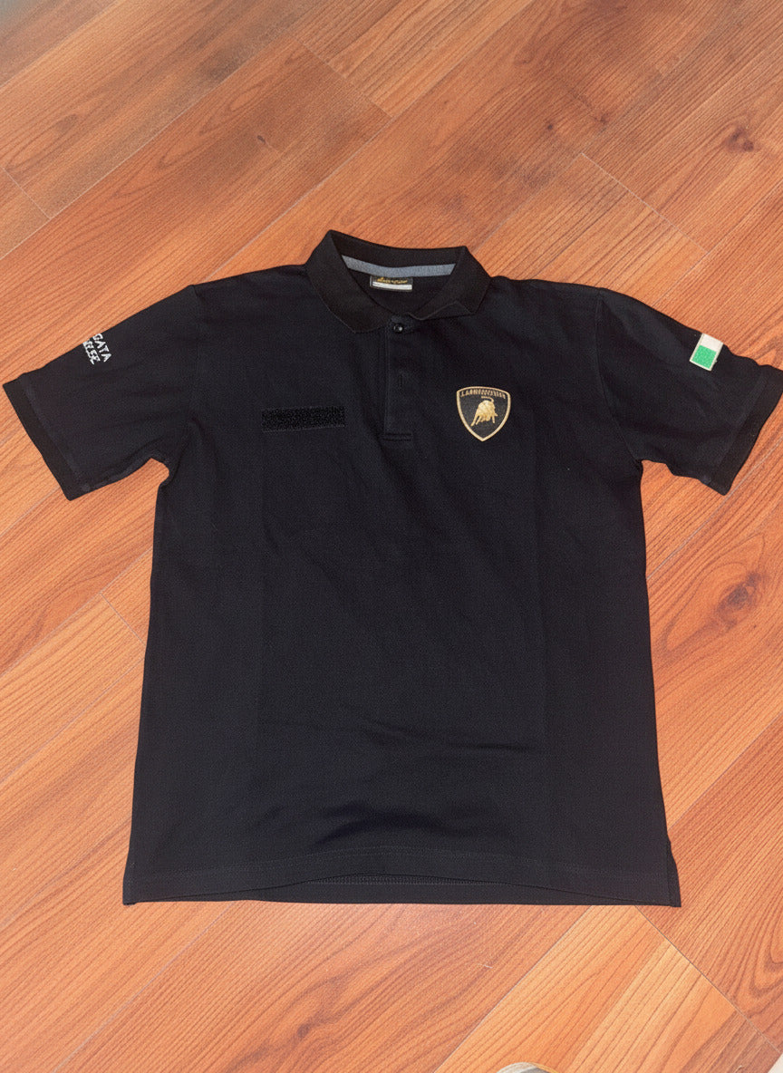 Lamborghini Black Polo Shirt with Logo and Technical Support