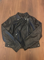 Primark Black Faux Leather Moto Jacket UK 14