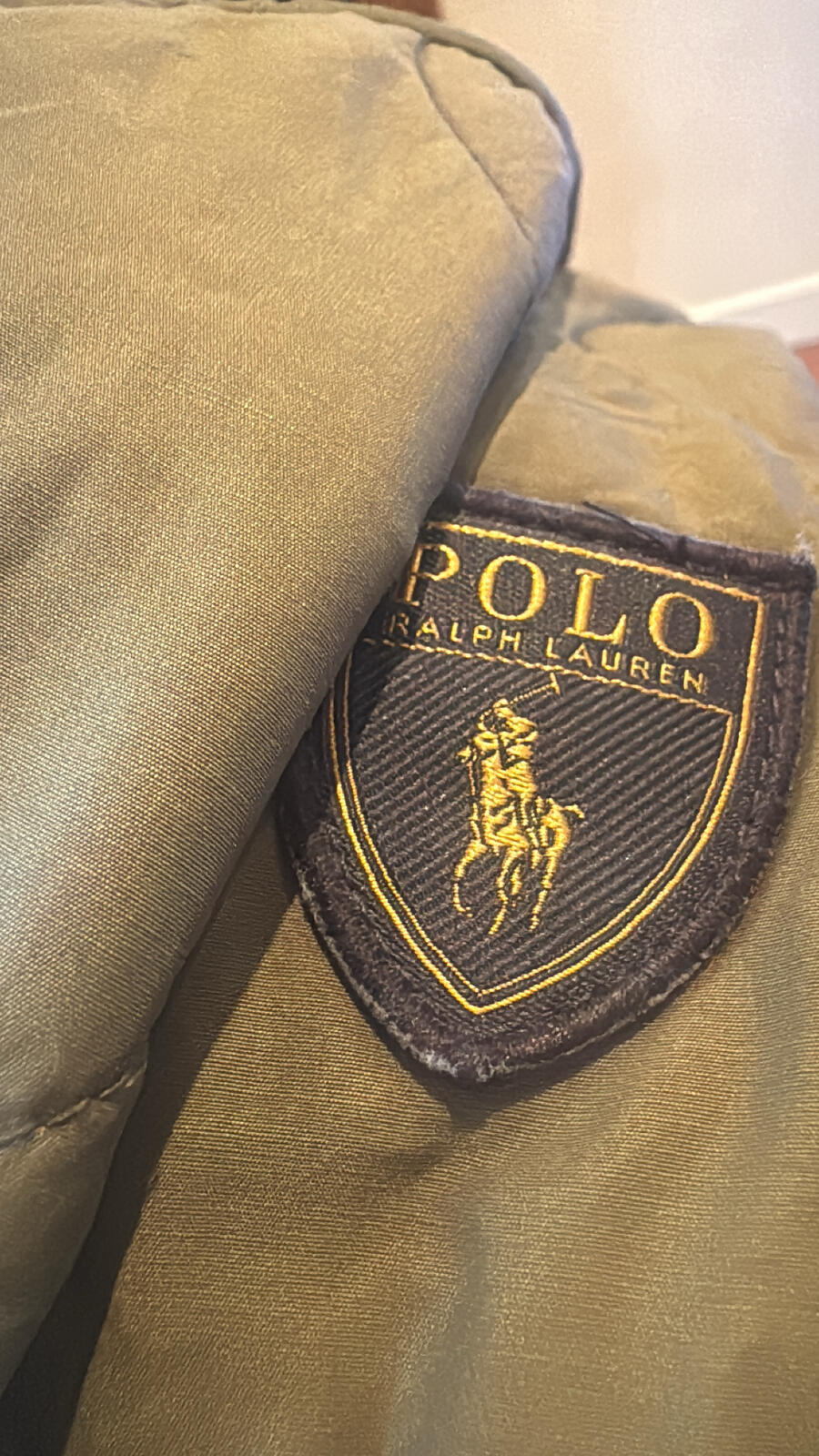 Polo Ralph Lauren Quilted Bomber Jacket Olive Green Size M