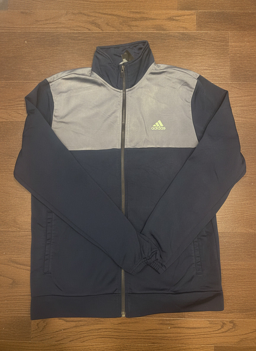 Adidas Men's Track Jacket Blue and Grey Size Large