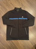 Adidas Black and Blue Track Jacket with Zip-Up Front