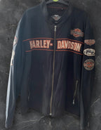 Harley-Davidson Men's Nylon Jacket with Logo Patches, Size 2