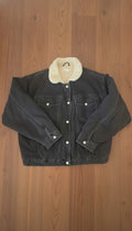 Topshop Black Denim Sherpa Lined Jacket UK 12 EUR 40