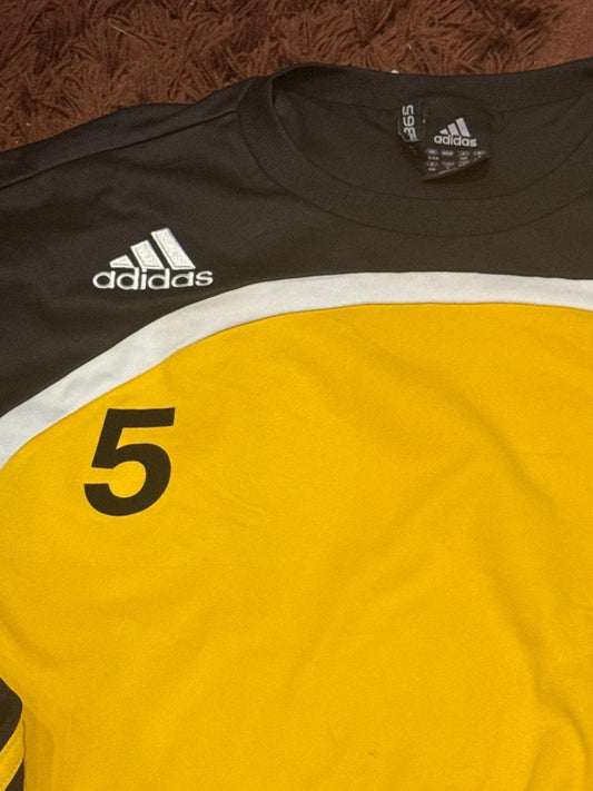 Mens Adidas clima365 fully embroidered football jumper in black and yellow