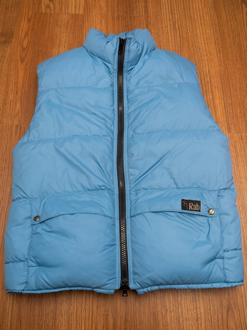 1990s vintage Rab Blue Down Puffer Gilet – actual item photograph