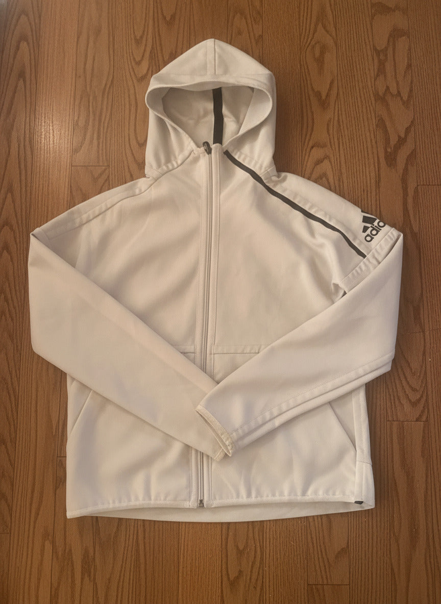 Adidas White Hooded Full-Zip Jacket with Sleeve Logo