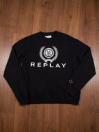 Replay Black Graphic Crew Neck Sweatshirt XL – actual item photograph