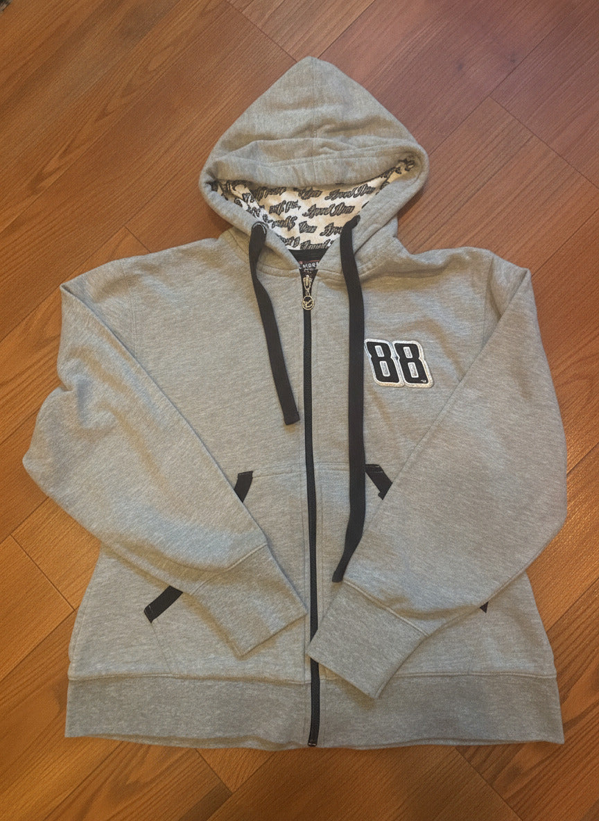 Chase Authentics Grey Zip-Up Hoodie with Black Drawstrings &