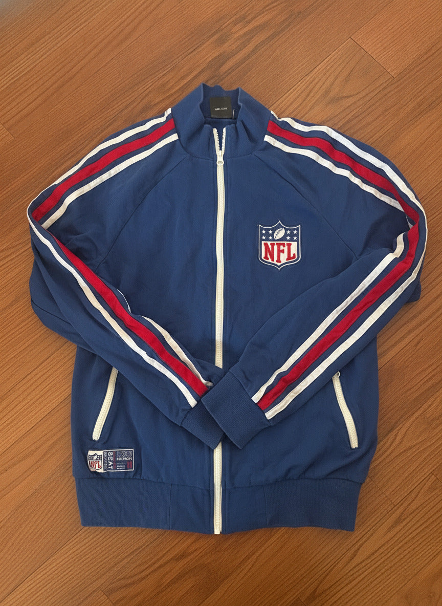 NFL Blue Track Jacket with Red and White Stripes