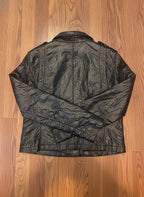Oasis Black Shiny Faux Leather Biker Jacket Medium - detail image 4