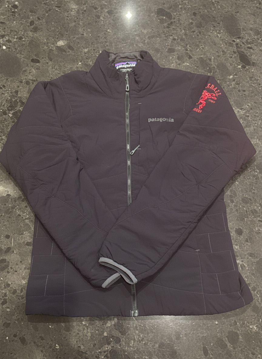 Patagonia Women's Small Black Jacket with Fireball Whisky Em