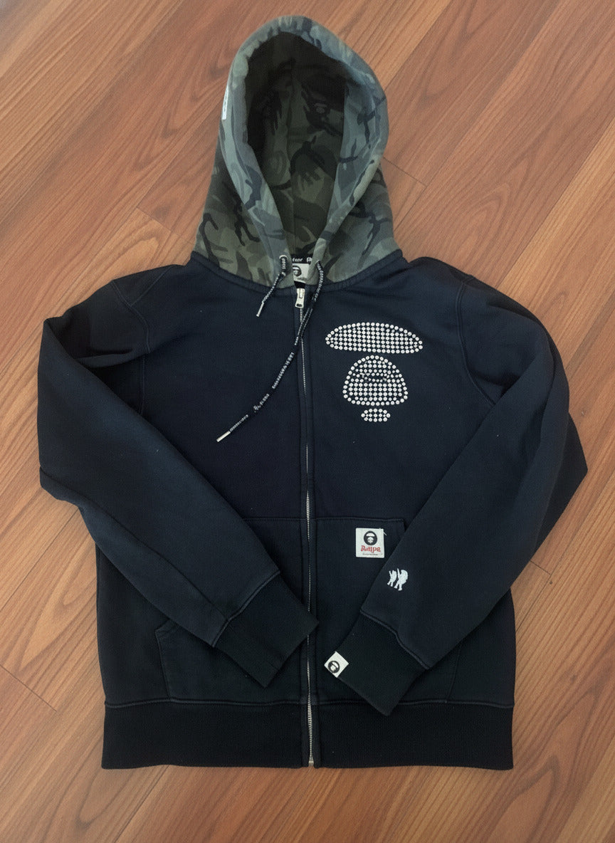 AAPE by A Bathing Ape Black Camo-Hood Zip Hoodie - L, product image 1 of 9