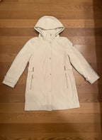 Calvin Klein Cream Hooded Coat with Zip and Snap Closures