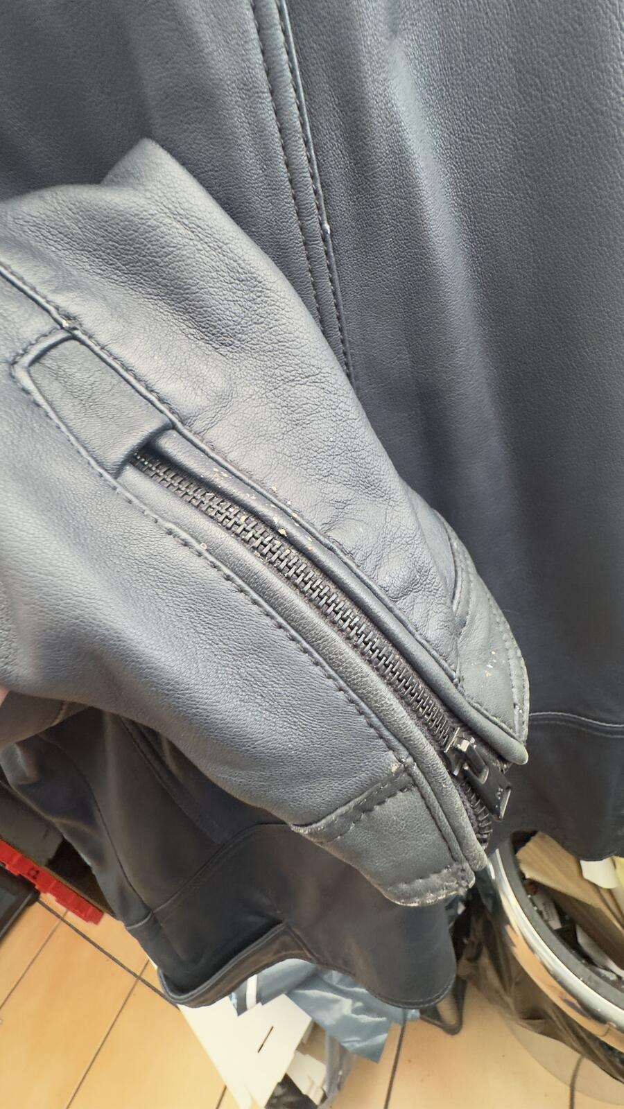 MNG Man Black Leather Jacket with Zip Pockets