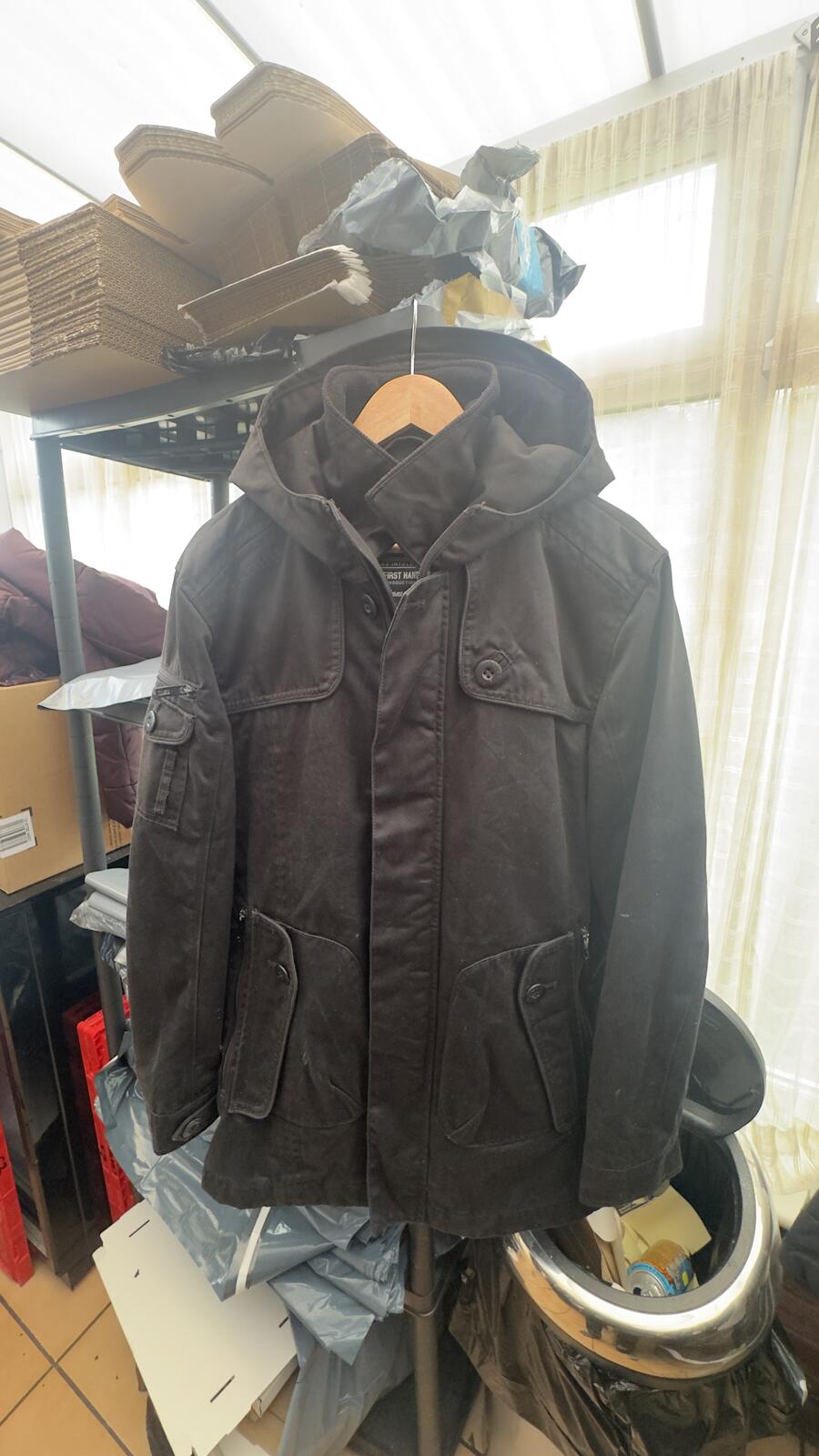 Jack & Jones Black Hooded Denim Jacket - Size L