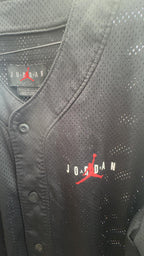 Jordan Black Mesh Button-Up Jersey Shirt Large