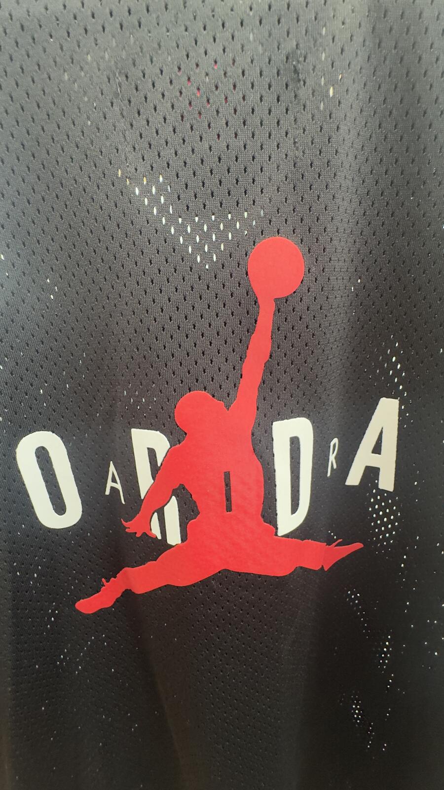 Jordan Black Mesh Button-Up Jersey Shirt Large