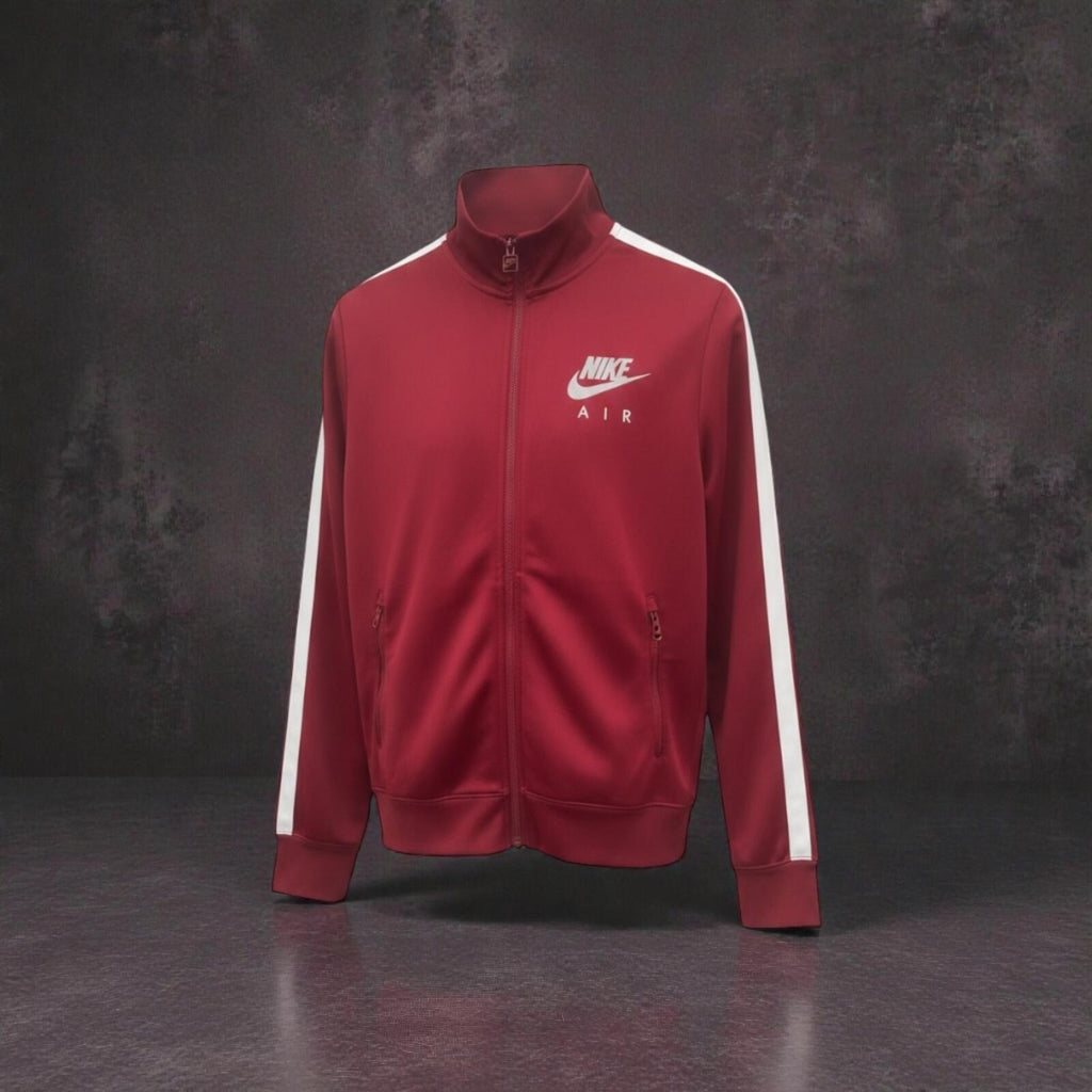 Nike Air Burgundy Track Jacket with White Stripe Detail - S