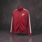 Nike Air Burgundy Track Jacket with White Stripe Detail - S