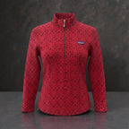 Patagonia Red Leopard Print Quarter Zip Fleece Pullover