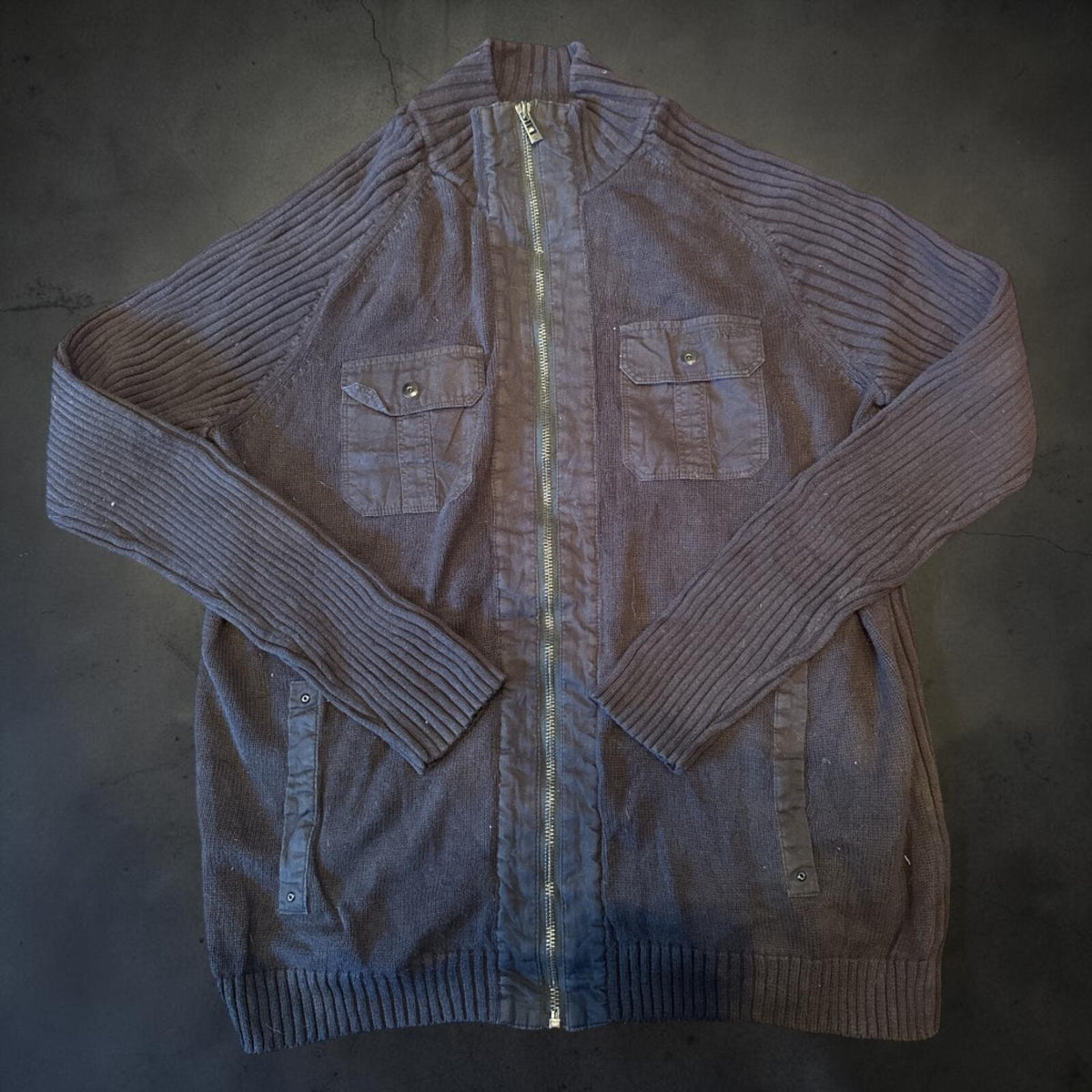 Calvin Klein Ribbed Knit Zip Cardigan Size L