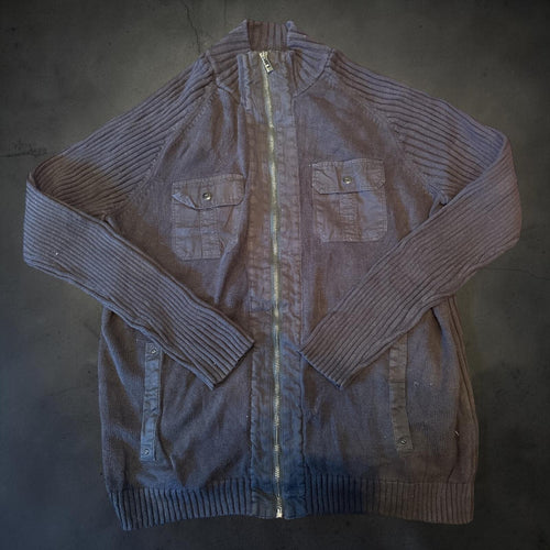 Calvin Klein Ribbed Knit Zip Cardigan Size L