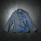Gianni Versace Tessuti Navy Satin Hooded Zip Jacket Made in