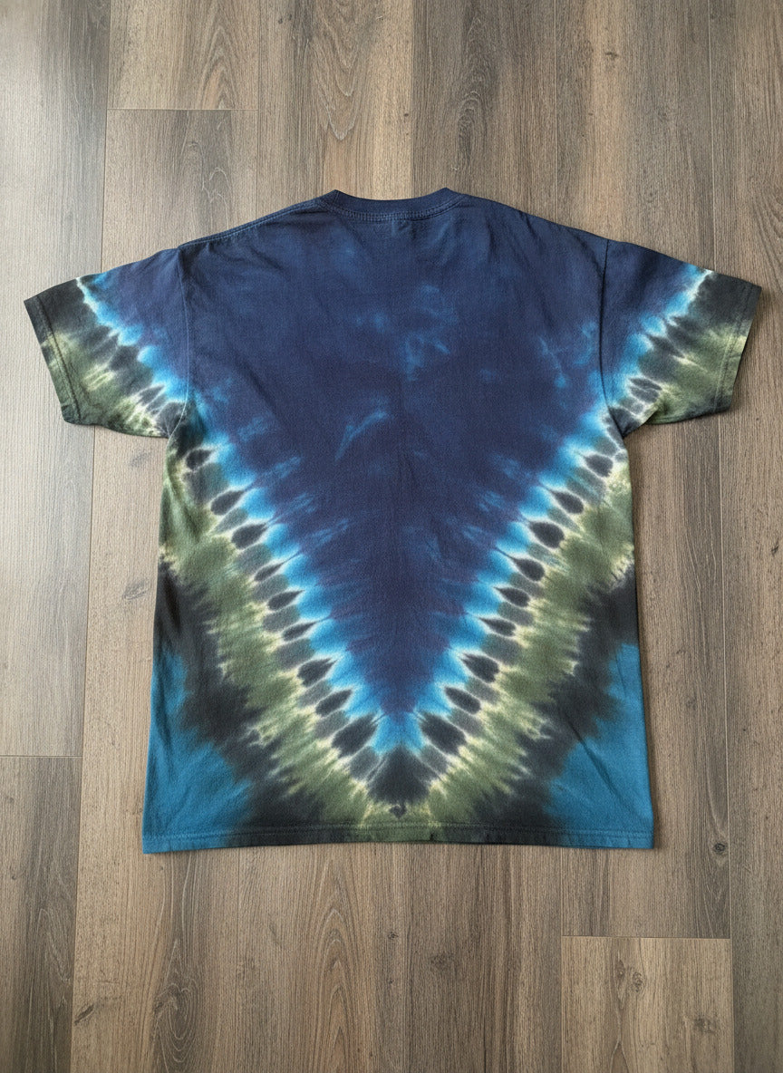 Liquid Blue Tie-Dye Alien Abduction Graphic T-Shirt Medium