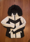 River Island Women's Black and White Quilted Hooded Jacket,