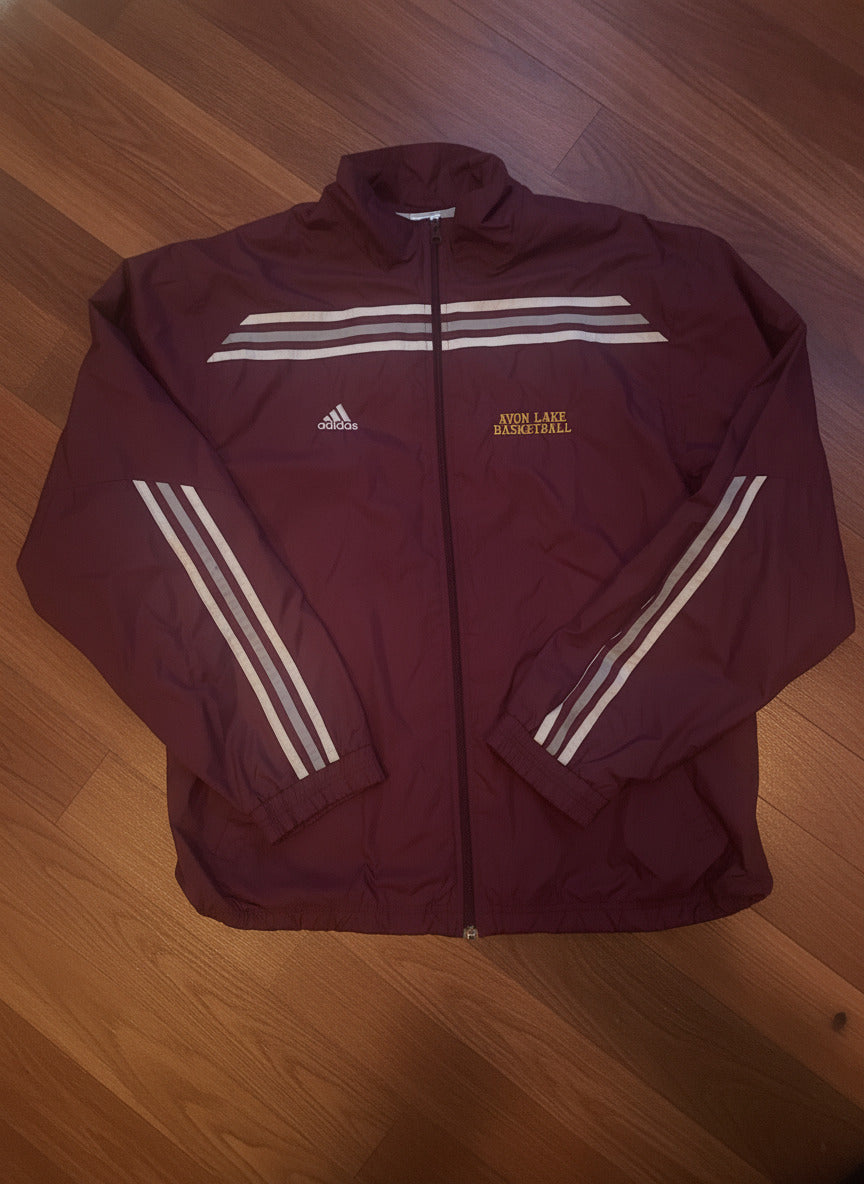 Adidas Avon Lake Basketball Maroon Track Jacket with White 3