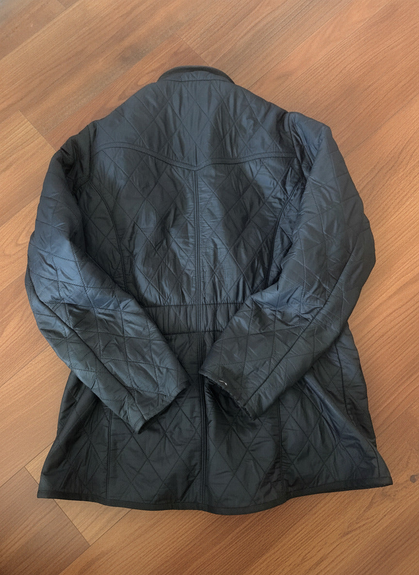 Barbour Black Quilted Jacket with Snap Buttons - Size 14, product image 4 of 10