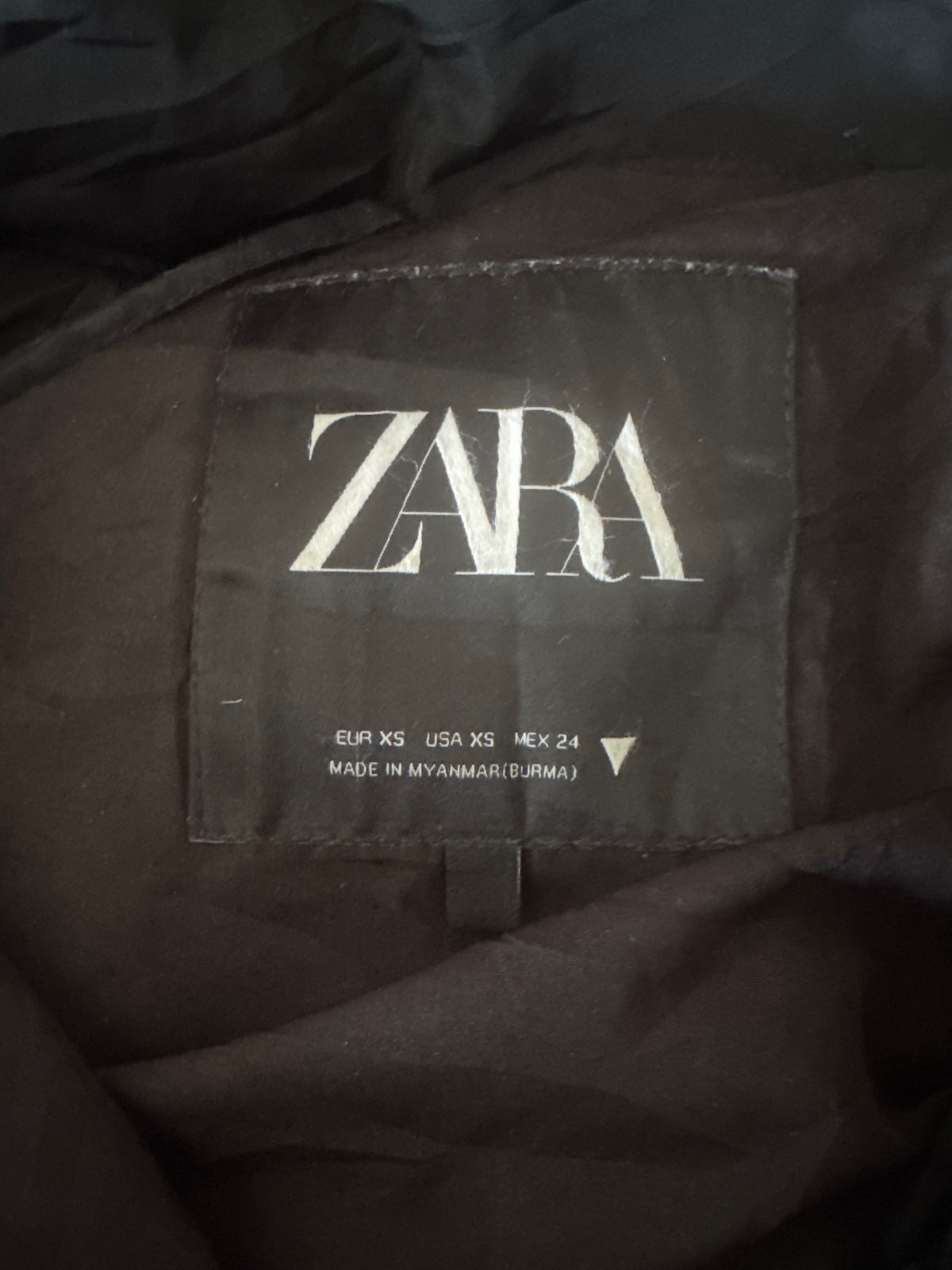 Zara Long Black Puffer Coat with Hood - XS - detail image 5
