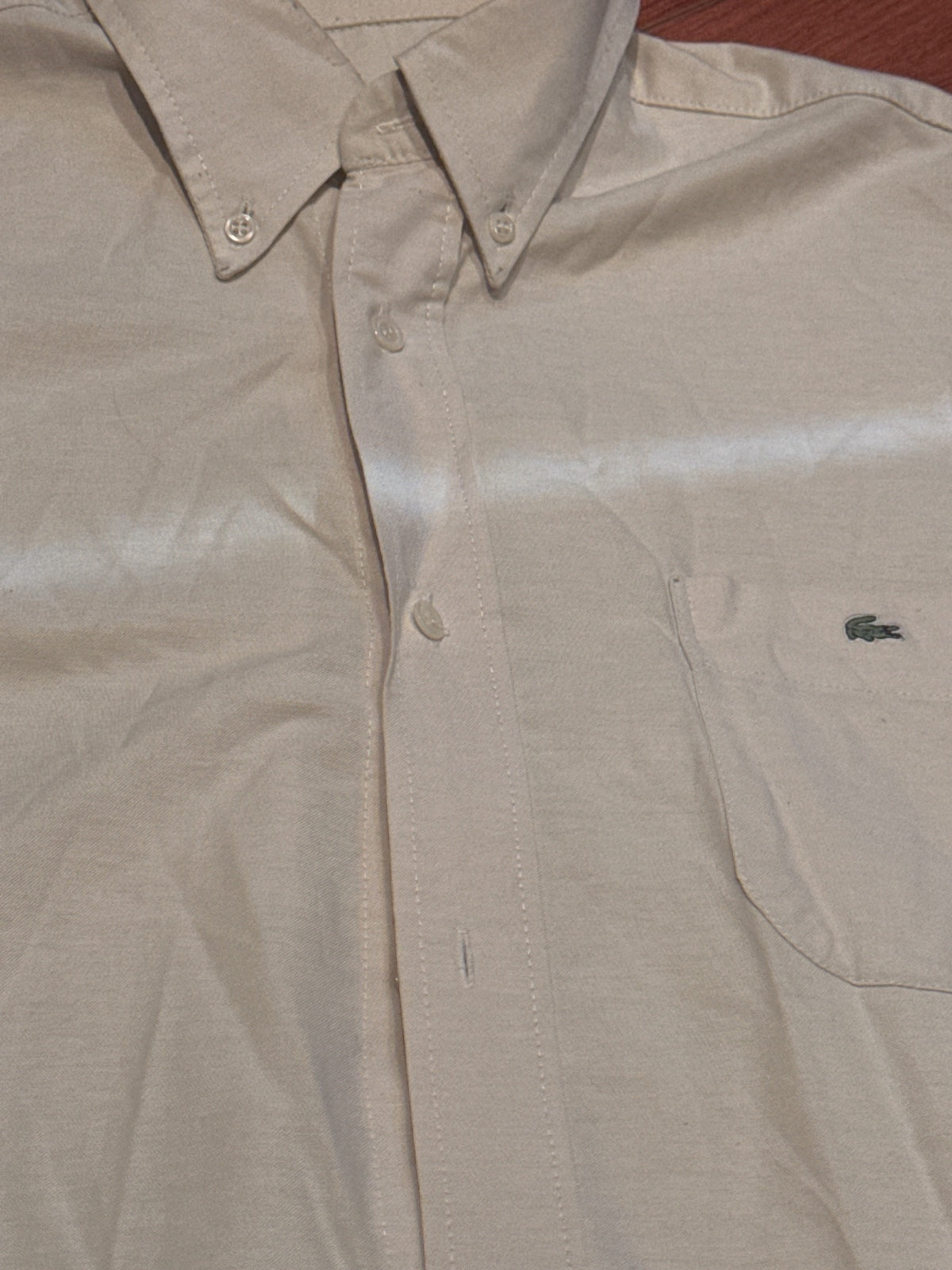 Lacoste Beige Short Sleeve Button-Up Shirt – product photograph 3 of 5