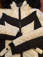 River Island Women's Black and White Quilted Hooded Jacket, - detail image 2