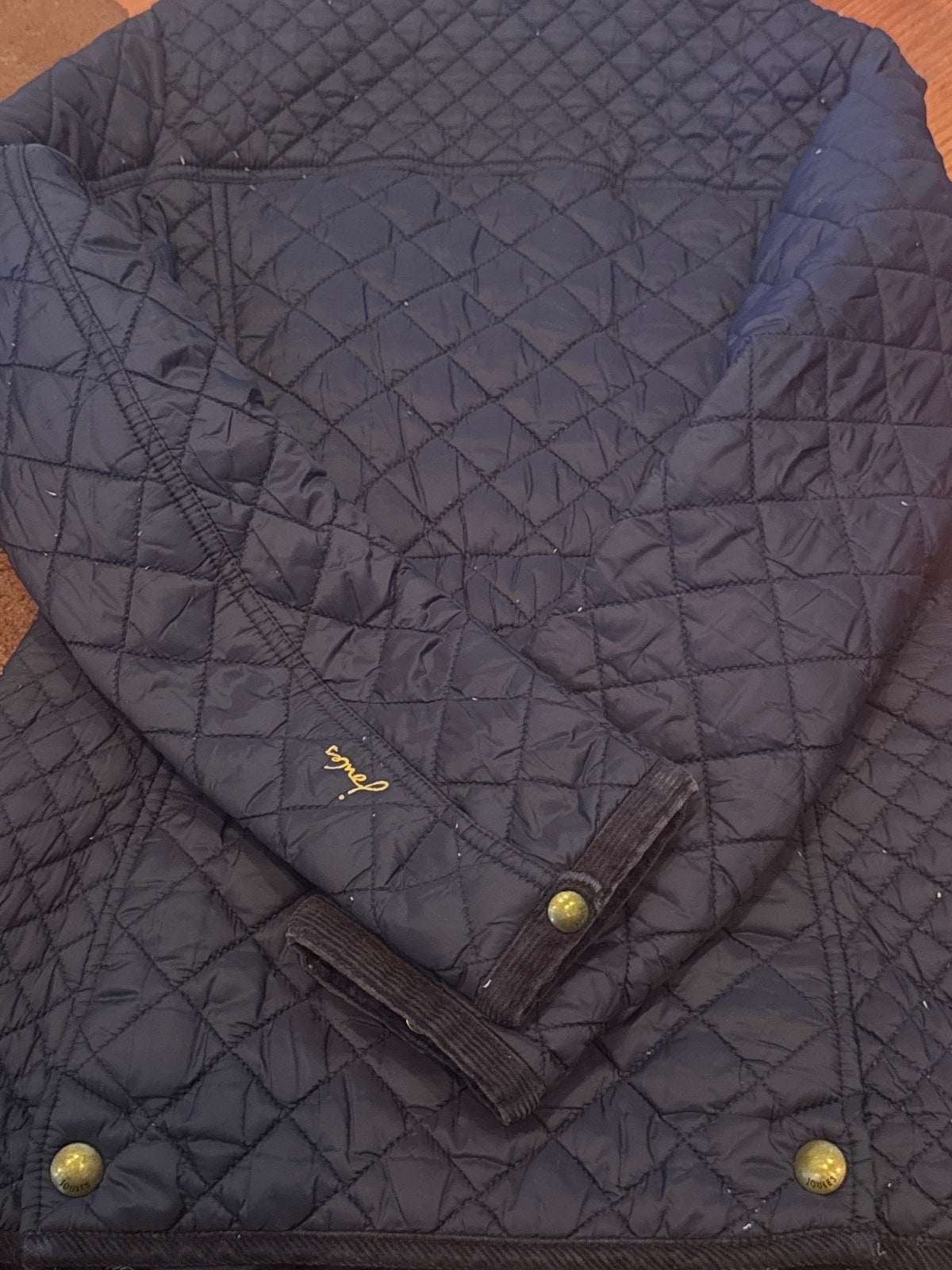 Joules navy quilted jacket UK size 8 with gold-tone buttons - product photograph 7 of 11