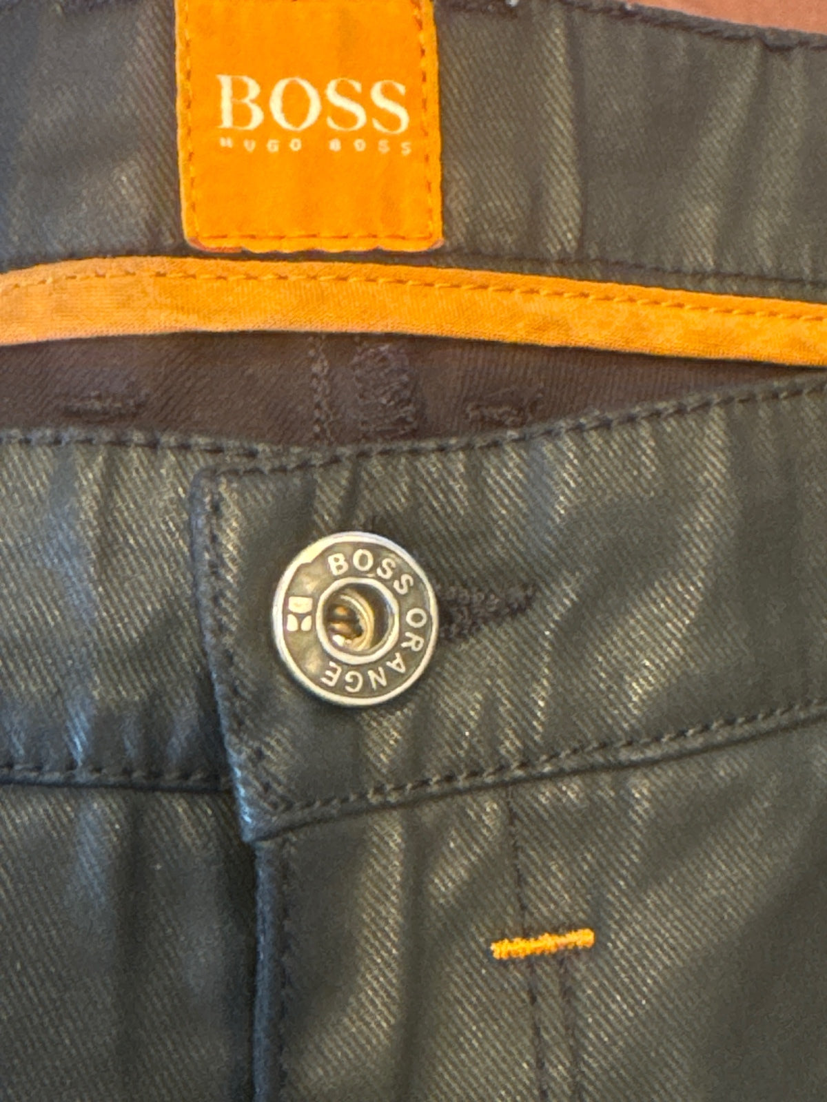 Boss Orange Black Coated Skinny trousers