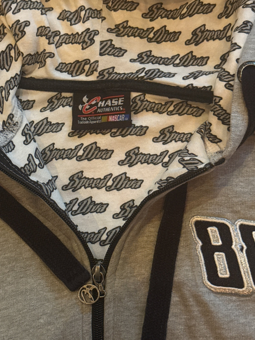 Chase Authentics Grey Zip-Up Hoodie with Black Drawstrings & - detail image 5