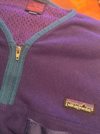 Patagonia Men's Purple Fleece Pullover with Mesh Pocket, Zip