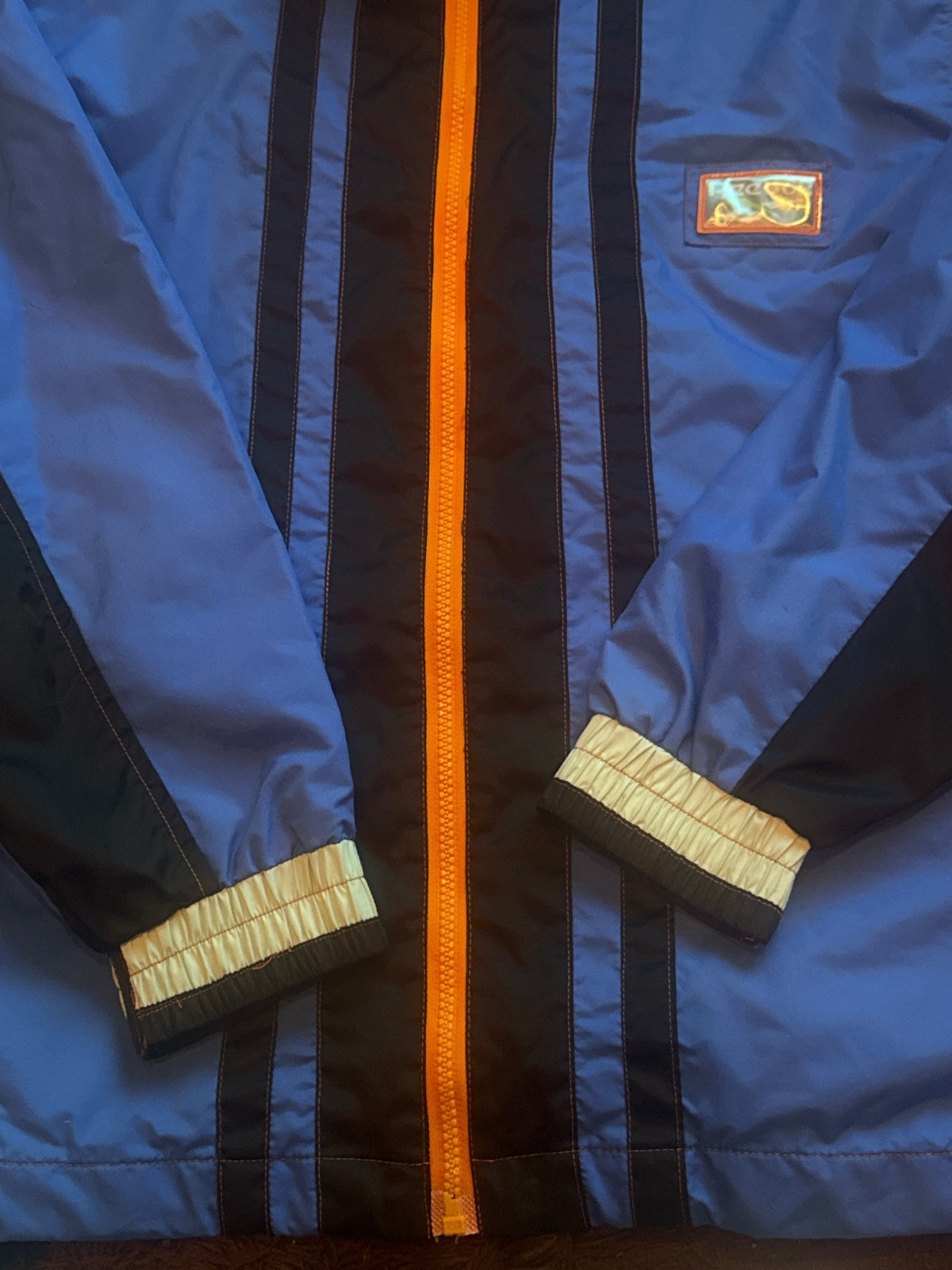 Reebok Vintage Blue and Black Track Jacket with Orange Zips - detail image 2
