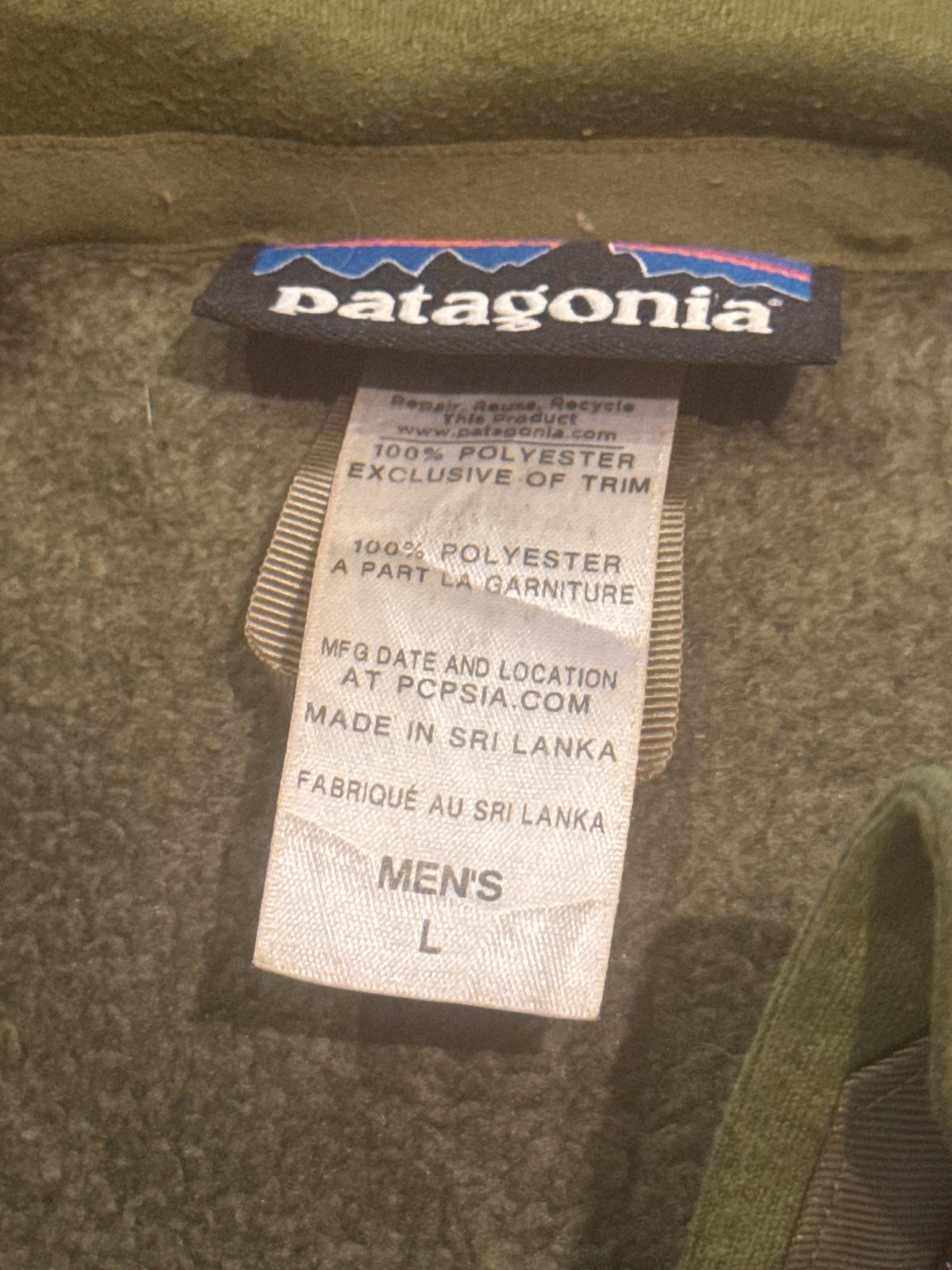 Patagonia Men's Fleece Vest Size L Green Polyester