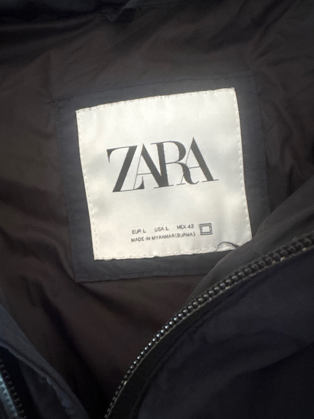 Zara Navy Blue Puffer Jacket with Hood, Size M - detail image 4