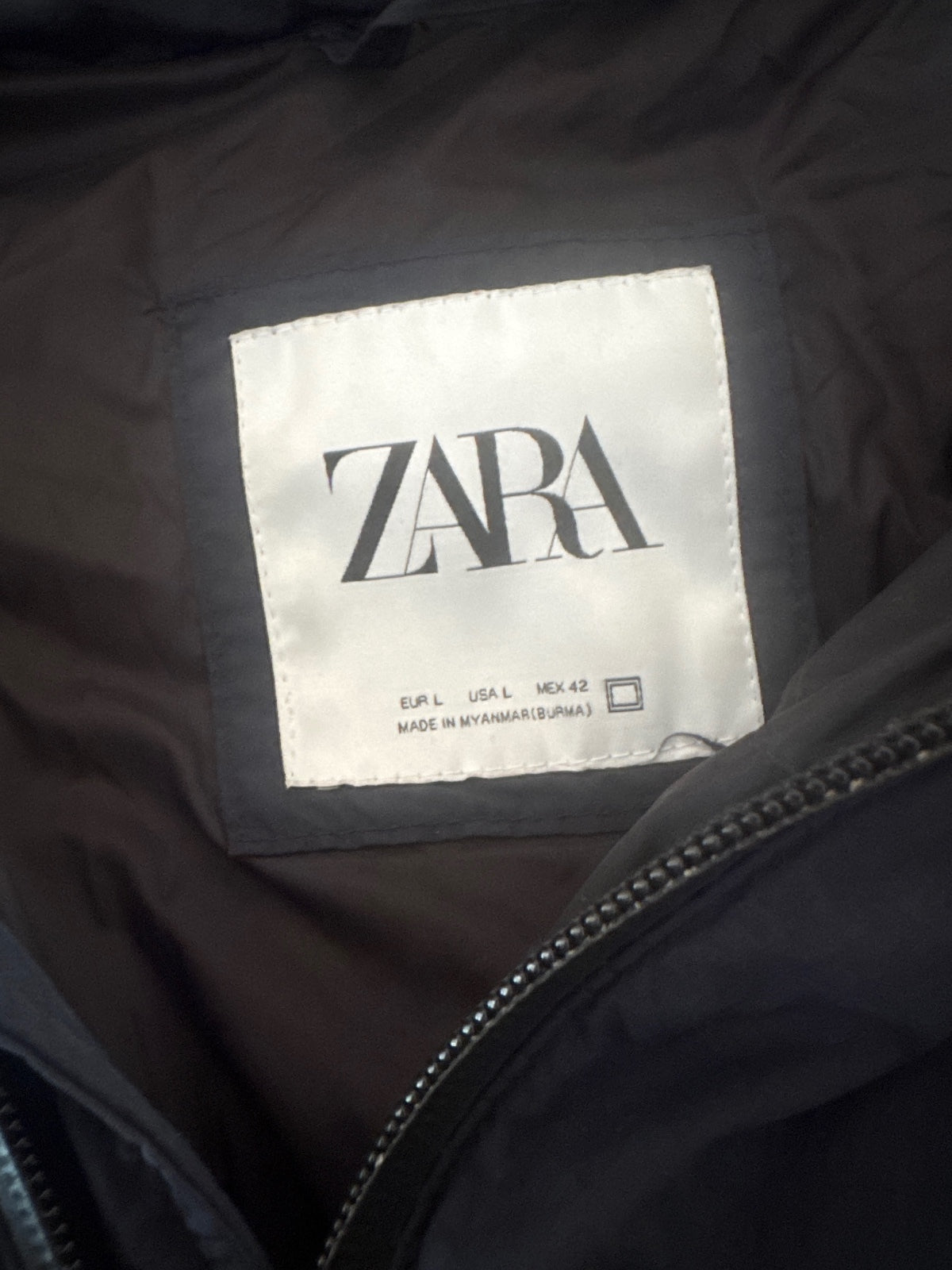 Zara Navy Blue Puffer Jacket with Hood, Size M - detail image 4